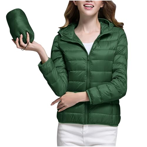 Black Friday Angebote 2024 ab wann Steppjacke Damen Leichte Winterjacke Kapuze Zipper Übergangsjacke Essentials Hoodie Jacke Einfarbig Pufferjacke mit Tasche Winter Steppmantel Outdoorjacke von Generic
