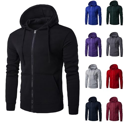 Black Friday Angebote 2024 ab wann Sweatjacke Herren Regular Fit Kapuzenjacke Leichte Übergangsjacke Große Größen Trachtenjacke Winter Kapuze Mantel Reißverschluss Hoodie Jacke Einfarbig Sweatshirt von Generic