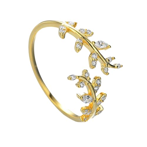 Blatt-Design Micro Pave Zirkon Kupfer Ring Minimalist Damen Stapelbar Modeschmuck von Generic