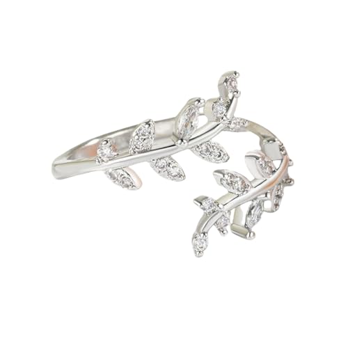 Blatt-Design Micro Pave Zirkon Kupfer Ring Minimalist Damen Stapelbar Modeschmuck von Generic