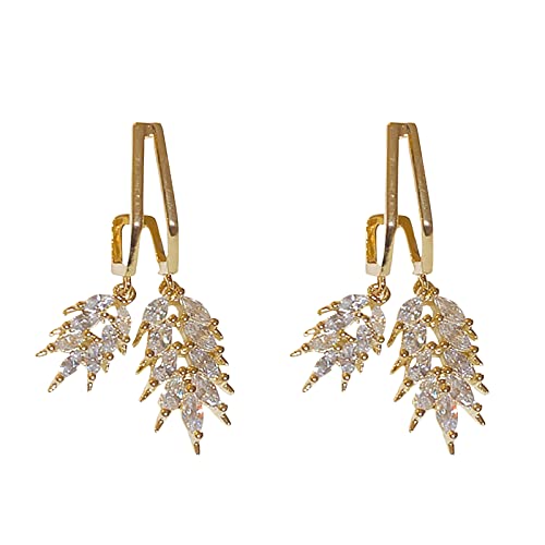 Blatt-Kristall-Ohrringe für Teenager-Mädchen, minimalistische Piercing-Ohrstecker, Trendige Ohrringe Elegante Ohrringe Schwarz (Gold, One Size) von Generic