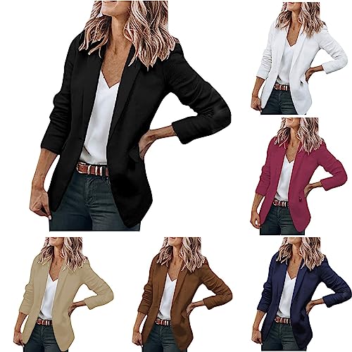 Blazer Damen, Blazer Damen Sportlich Longblazer Elegant Strickjacke Damen Buisnesskleidung Frauen Longsleeve Casual Blazer Jacke Damen Blazer Sportlich Elegant Trachtenjacke Jacke (Schwarz,M) von Generic