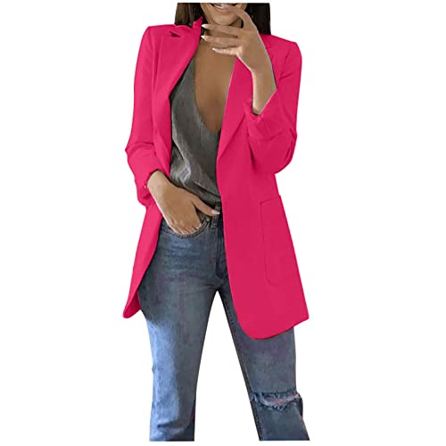 Blazer Damen Elegant Blazerjacke Longblazer Sportlich Strickjacke Anzugjacke Leichte Jacke Mantel Business Cardigan Tailliert Damenjacke mit Langarm Arbeit Büro Sakko Anzug für Frauen von Generic