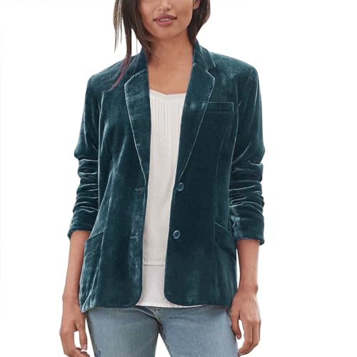 Blazer Damen Elegant Cord, Freizeitjacke Reverskragen Anzugjacke Einreiher Blazerjacke Sportlich Arbeitsjacke Lässig Business-Jacke Langarm Übergangsjacke Oversized Open Front Cardigan von Generic