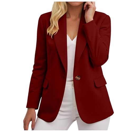 Blazer Damen Elegant Slim Fit Open Front Jacke Langarm Casual Kurzblazer V Ausschnitt Einfarbig Anzugjacke Arbeit Business Jacket mit Knopfe und Reverskragen (XL) von Generic