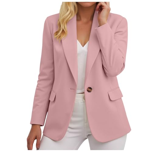Blazer Damen Elegant Slim Fit Open Front Jacke Langarm Casual Kurzblazer V Ausschnitt Einfarbig Anzugjacke Arbeit Business Jacket mit Knopfe und Reverskragen (XXL) von Generic