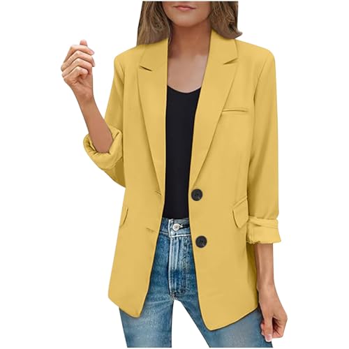 Blazer Damen Elegant Sportlich Longblazer Jacke Business Casual Mantel Büro Arbeit Anzug Leicht Oversize Blazer Lang Trenchcoat Anzugjacke Open Front Damenanzug Einfarbig Blazerjacke von Generic