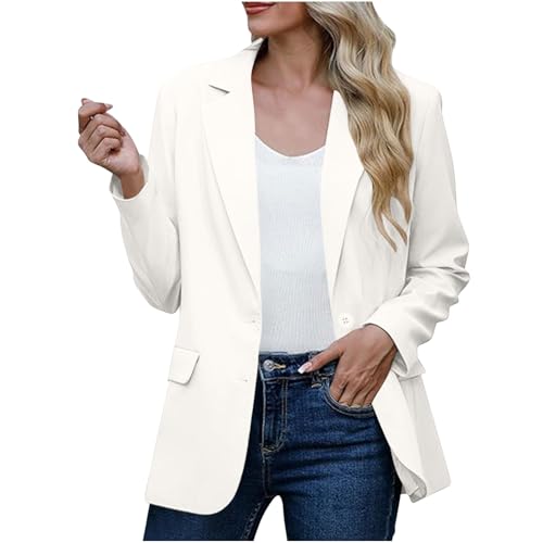 Blazer Damen Elegant Sportlich Longblazer Jacke Business Casual Mantel Büro Arbeit Anzug Leicht Oversize Blazer Lang Trenchcoat Anzugjacke Open Front Damenanzug Einfarbig Blazerjacke von Generic