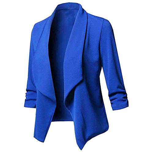 Blazer Damen Pailletten Blazer mit Glitzer Langarm Bomberjacke Slim Fit Pailletten Jacke Langarm Blazer Slim Fit Anzugjacke Kurz Frauen Sakko Lässig Reine Farbe Jacke mit Taschen (Blau, L) von Generic