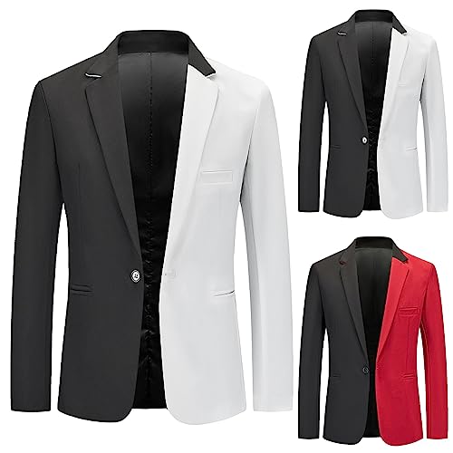 Blazer Herren Sportlich Elegant - Freizeitanzug Herren Elegant - Lockerer Farbblock Einreihige Taschenbluse Blazer Sakko Sportlich Freizeit Blazer Business Anzugjacke Business Blazer Anzug Ein Knopf von Generic