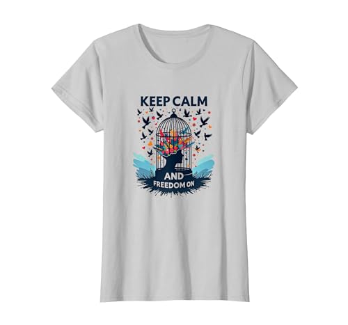 Bleib ruhig und behalte die Freiheit T-Shirt, Damen, Silber, M Bleib ruhig und behalte die Freiheit T-Shirt, Damen, Silber, M von Generic