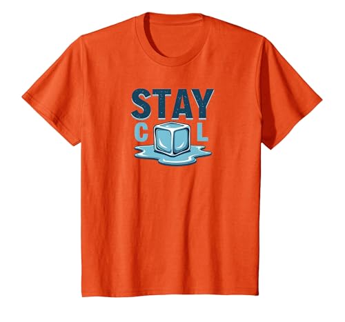 Bleiben Sie kühl schmelzender Eiswürfel Sommer Erfrischung T-Shirt, Kinder, Orange, 98 von Generic
