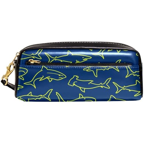 Bleistift Beutel Gelbe Linie Haie Muster Federtasche Große Kapazität Pencil Case Stylisches Stifthalter Für Jungen Erwachsener Schule von Generic