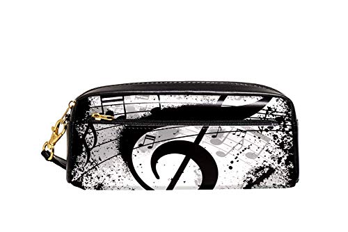 Bleistift Beutel Grunge Schwarze Musiknoten Stiftetasche Griff Tragbar Stiftemappe Stylisches Pencil Case Für College Erwachsene Teenager von Generic