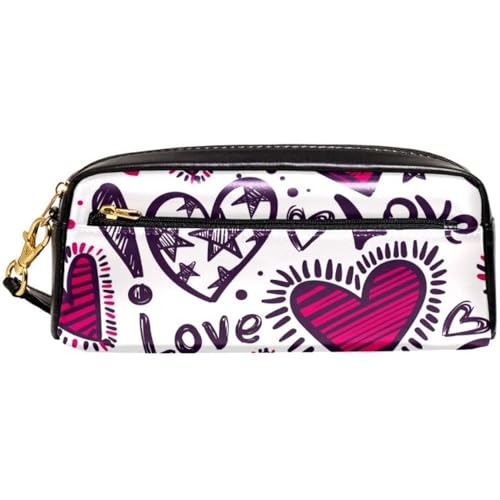 Bleistift Beutel Herzen Muster Bleistifttasche Strapazierfähig Bleistiftetui Stylisches Federmappe Für College Unisex Mädchen von Generic