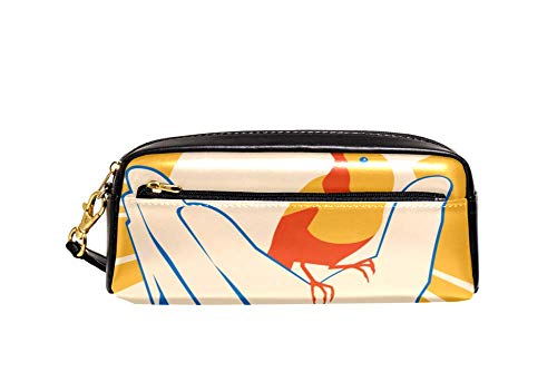 Bleistift Beutel Poster Gelber Vogel In Der Hand Briefpapier Tasche Strapazierfähig Stiftemappe Große Kapazität Stiftetasche Griff Für Student Studenten Büro von Generic