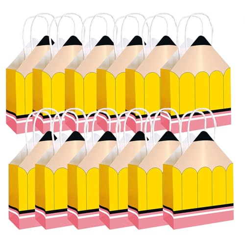 Bleistift -Formbeutel - Bleistift Behandeln Taschen | Lehrer Goodie Bag | 12 Stück Stifte Geformtes Papier Zurück Zum Schulbeutel | Klassenzimmer -Party -Dekorationen Für Kindergarten High College -Ve von Generic