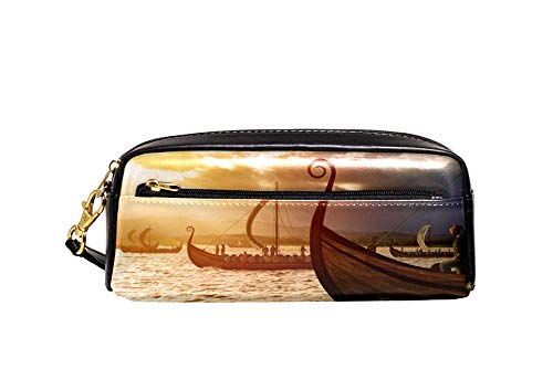 Bleistift Tasche Wikingerschiffe Auf Dem Wasser Briefpapier Tasche Tragbar Stiftemappe Stylisches Federmäppchen Für Mädchen College-Studenten Jungen von Generic