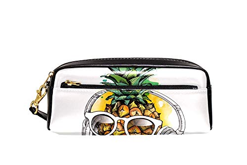 Bleistiftetui Ananas-Frucht Mit Sonnenbrille-Headset Stiftetasche Griff Stylisches Stifte-Organizer Tragbar Bleistifttasche Für Erwachsener Damen Schulsachen von Generic