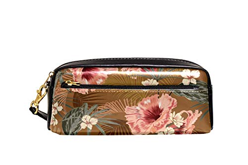 Bleistiftetui Retro Blumen Mit Blättern Stiftetasche Griff Mit Reißverschluss Mäppchen Stylisches Stifte-Organizer Für Erwachsene Erwachsener Unisex von Generic