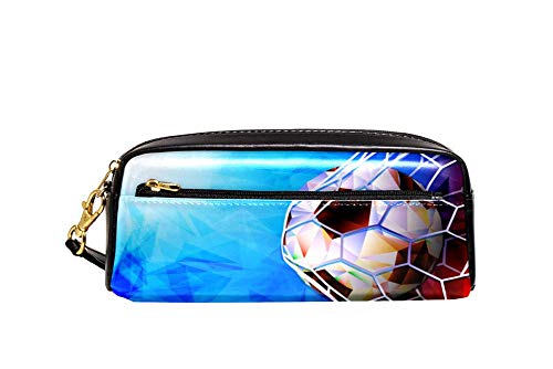 Bleistifttasche Fußball Fußball Im Netz Stiftetasche Mit Reißverschluss Make-Up Tasche Tragbar Stifte-Organizer Für College-Studenten Erwachsene Erwachsener von Generic