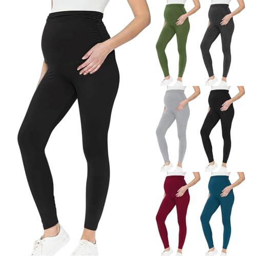 Blickdichte Umstandsleggings High Waist Umstandshose Damen Schwangerschaft Leggings Lang Stretch Schwangere Hose von Generic