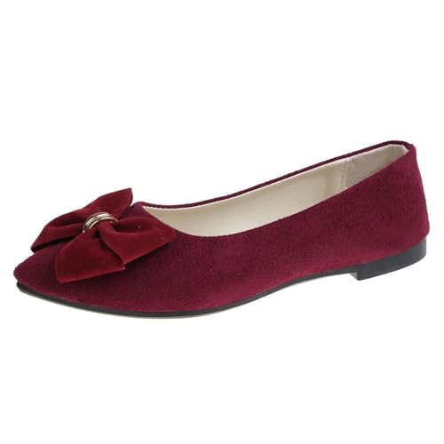 Blitzangebote Ballerina Damen Flache Schuhe Wildleder Kleid Schuhe Bow-Knot Ballerinas Leicht Elegant Slip On Sommerschuhe Mädchen Schlupfschuhe Loafer Bequeme Freizeit Pumps Tanzschuhe von Generic