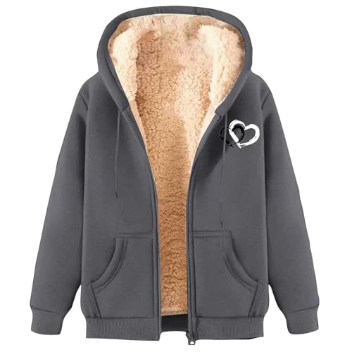 Blitzangebote Des Tages HeuteWinterjacke Damen Warm Sweatjacke Winter Fleecejacke Elegant Plüschjacke Hoodie Einfarbig Übergangsjacke Kapuzenpullover Wintermantel Reißverschluss Fleecepullover von Generic