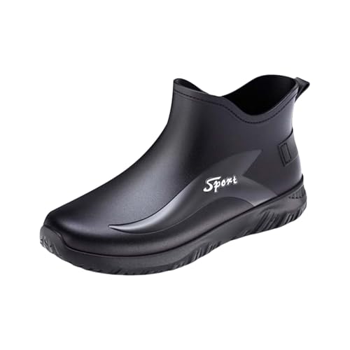 Blitzangebote des Tages Kurze Gummistiefel Herren Stylische Boots Regenschuhe Wasserdicht rutschfest Arbeitsschuhe Gartenschuhe Stiefel Halbhoch Ankle Chelsea Schwarz Barfuß Reitstiefeletten von Generic