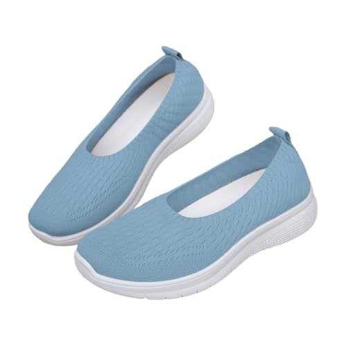 Damen Ballerinas Bequem Barfuss Walkingschuhe rutschfest Stricken Sneaker Atmungsaktiv Flache Schuhe Lightweight Pantoletten Weicher Sohle Stoffschuhe Elegant Loafer von Generic