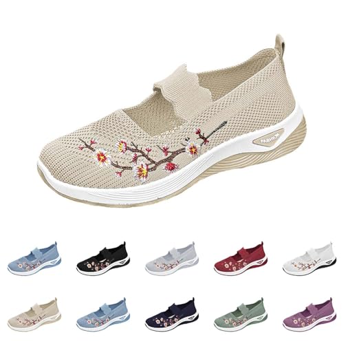 Walkingschuhe Damen Leichte Sneaker Schuhe Mesh Stoffschuhe Atmungsaktives Freizeitschuhe Vermascht Bequeme Sportschuhe Slip On Sneaker Orthopädische Sandalen von Generic