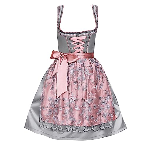 Blitzangebote des Tages Dirndl Damen midi Trachtenkleid Trachtenmode Trachtenrock Kleid, Schwarze Dirndlbluse Oktoberfest 2024 Dirndl Damen beige von Generic