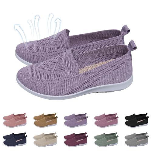 Walkingschuhe Sneaker Slip On Damen Schwarz Ballerinas Freizeitschuhe Mesh Atmungsaktives rutschfeste Loafer Bequeme Weicher Sohle Turnschuhe Lightweight Pantoletten Sneaker von Generic