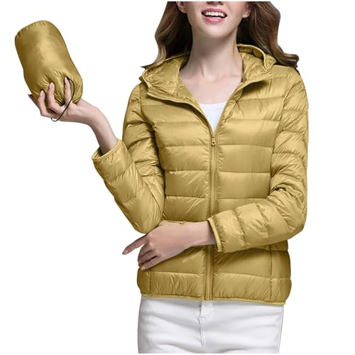 Blitzangebote des tages Steppjacke Damen Leichte Winterjacke mit Kapuze Einfarbig Übergangsjacke Steppmantel mit Tasche Daunenjacke Reißverschluss Sportjacke Zip Wärme Freizeit Outdoor Essentials von Generic