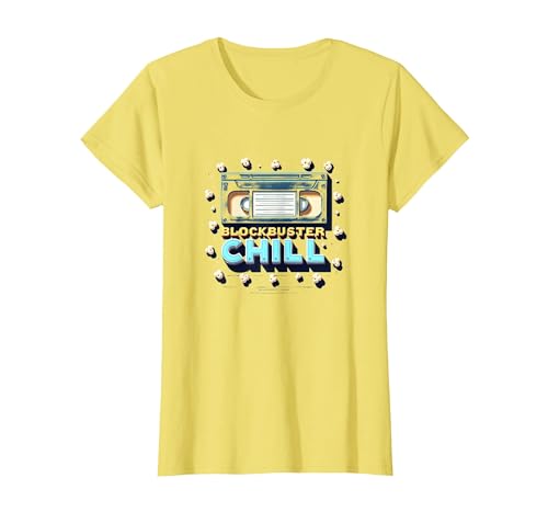 Blockbuster Chill: VHS-Popcorn im Retro-Filmabend T-Shirt, Damen, Gelb, S von Generic
