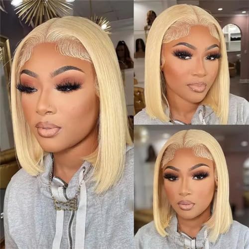 Blonde Kurze Perücke Transparent Gerade 13X4 Spitze Vorne Perücke Echthaar Perücken Für Frauen Spitze Perücke Blonde Kurze Perücke Transparent Gerade 13X4 Spitze Vorne Perücke Echthaar Perücken Für Frauen Spitze Perücke von Generic