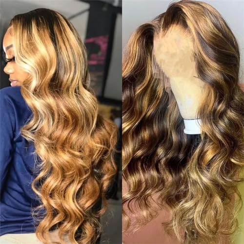 Blonde Perücke Ombre Lace Front Echthaar Perücken Farbige Körperwelle HD Spitze Frontal Perücke Für Frauen Perücke Echthaar von Generic