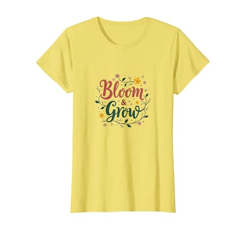 Bloom & Grow Floral Inspirierend T-Shirt, Damen, Gelb, S von Generic
