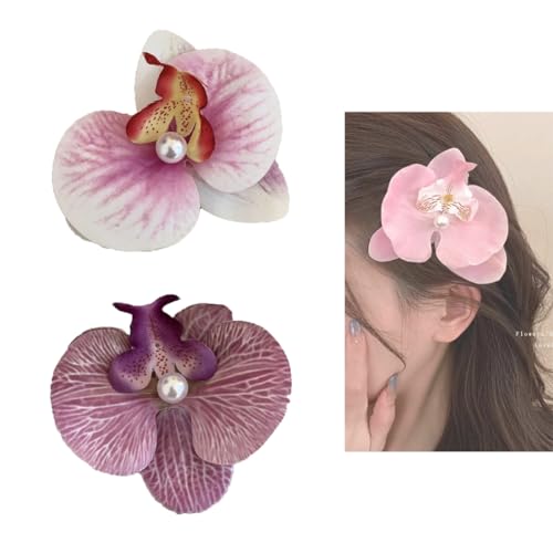 Blume Haarspangen, Haarblumen für Frauen, Haarspange für Frau, Künstliche Blume Haarnadeln, Niedliche Hochzeitsfeier Seitenclip (Snow + Purple) von Generic