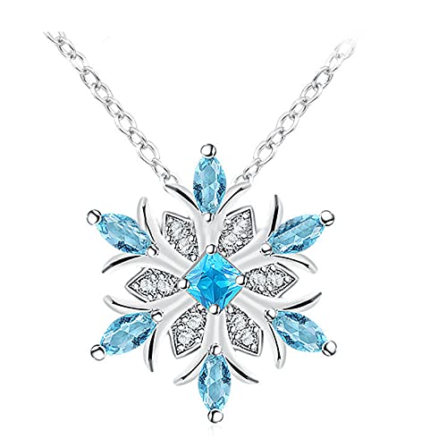 Blume für Frauen Halsketten Halskette Blaue Edelsteine Schneeflocke Kristall Halskette Halsketten Anhänger Kurze Halsketten für Frauen, blau, Einheitsgröße von Generic