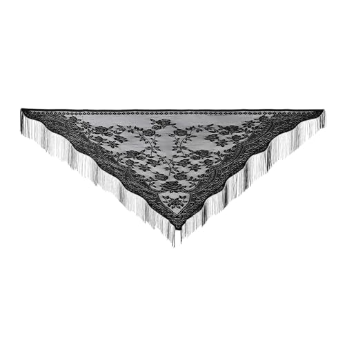 Blumen-Haarschal-Stirnband für Frauen Frühling und Sommer ausgehöhlte Blumen Quaste Sonnenschirm Schal reine Farbe Temperament Cheongsam äußere Mantel weibliche Haarbänder(Black) von Generic