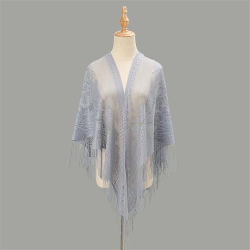 Blumen-Haarschal-Stirnband für Frauen Frühling und Sommer ausgehöhlte Blumen Quaste Sonnenschirm Schal reine Farbe Temperament Cheongsam äußere Mantel weibliche Haarbänder(Gray) von Generic