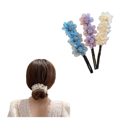 Blumen-Haarspangen für Frauen, Haar-Brötchen-Maker für langes Haar, fauler Haarlocken-Brötchen-Maker, Haar-Brötchen-Maker (B) von Generic