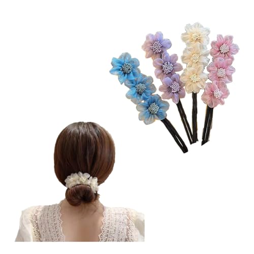 Blumen-Haarspangen für Frauen, Haar-Brötchen-Maker für langes Haar, fauler Haarlocken-Brötchen-Maker, Haar-Brötchen-Maker (E) von Generic