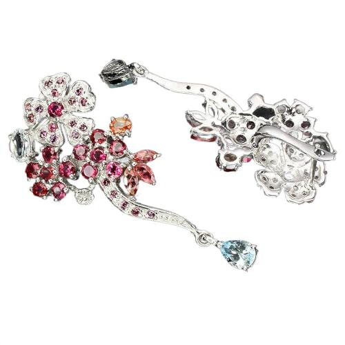 Blumen Ohrringe Saphir Aquamarine Silber 925 von Generic