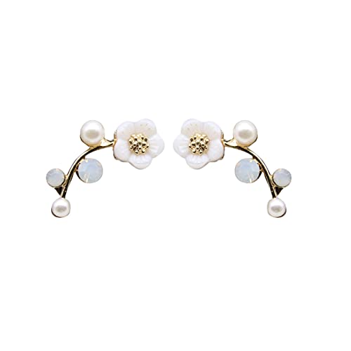 Blumen-Perlen-Ohrringe Contracted Show Temperament Zarte Volldiamant-Zirkon-Ohrringe Ohrringe Veret Damen (Gold, One Size) von Generic