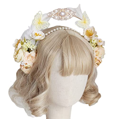 Blumenförmige Kronen für Frauen, Hochzeit, Party, Kopfbedeckung, handgefertigt, dünne Haarspangen mit doppellagigem Fotoshooting-Haarschmuck von Generic