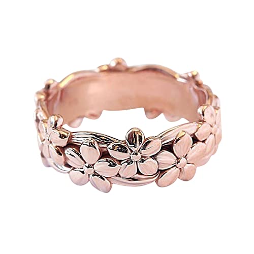 Blumenform rund um Ringe Frauen Mode Trend Vollblume Ring Damen Schmuck Diamant Ringe für Frauen Größe 5 11 Damenringe, rose gold, 7 von Generic