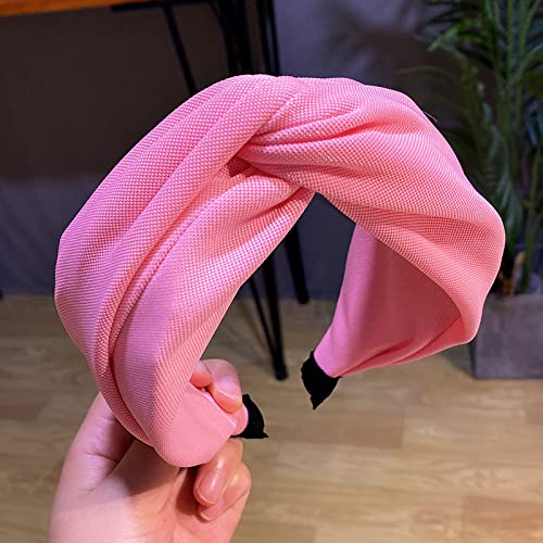 Blumenkopf Stirnband der Frauen mit breiter Krempe und Querknoten, reine Farbe, Mode, Allgleiches, Presse, Haarspange, Haarschmuck, Stirnband, rosa von Generic