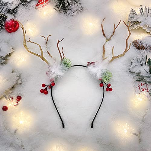 Blumenkopf Weihnachtshaarnadel Frauen Stirnband Stirnband Internet Berühmtheit neue Stirnband Haarnadel Kindergeweih Haarschmuck, 34# weiße Federzweige von Generic